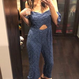 Blue patterned jumpsuit